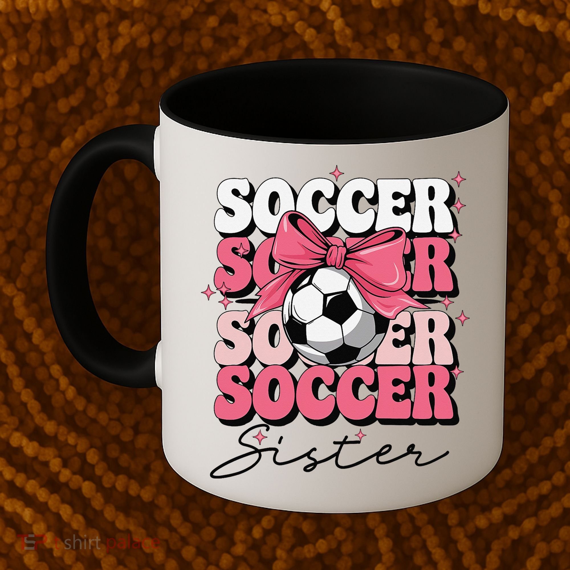 Groovy Soccer Sister Coquette Bow Soccer Gift Coffee Mug
