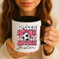 Groovy Soccer Sister Coquette Bow Soccer Gift Coffee Mug thumb 3