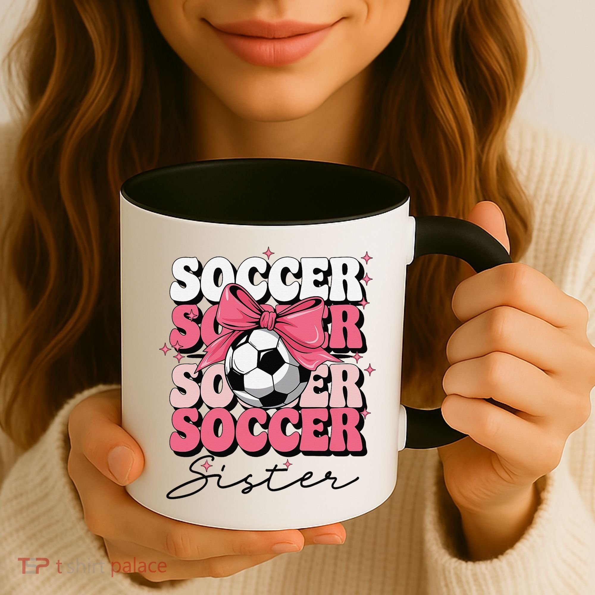 Groovy Soccer Sister Coquette Bow Soccer Gift Coffee Mug