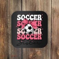 Groovy Soccer Sister Coquette Bow Soccer Gift Coaster thumb 0