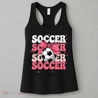 Groovy Soccer Sister Coquette Bow Soccer Gift Women's Tank Top thumb 3