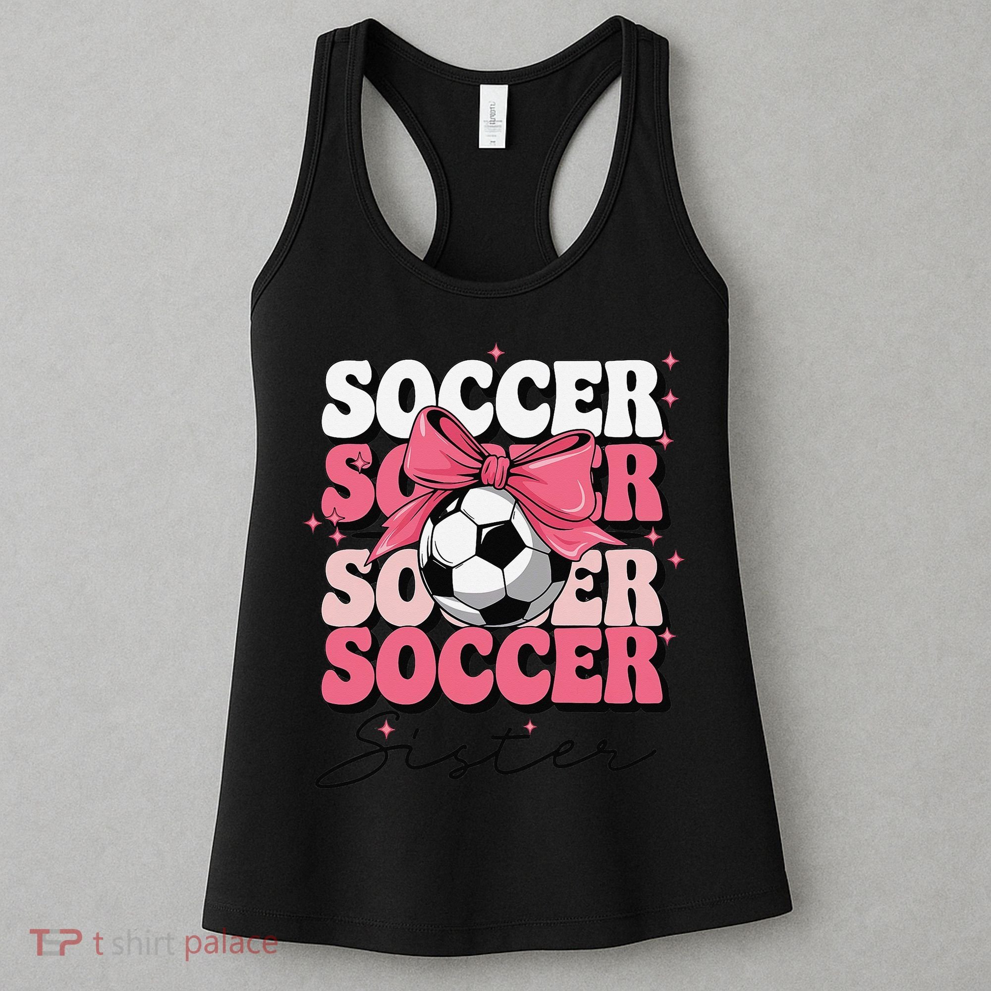 Groovy Soccer Sister Coquette Bow Soccer Gift Women's Tank Top