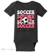 Groovy Soccer Sister Coquette Bow Soccer Gift Baby Bodysuit thumb 0
