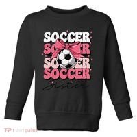 Groovy Soccer Sister Coquette Bow Soccer Gift Toddler Sweatshirt thumb 0