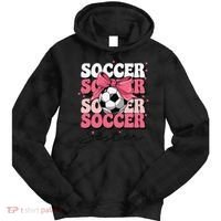 Groovy Soccer Sister Coquette Bow Soccer Gift Tie Dye Hoodie thumb 0