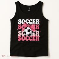 Groovy Soccer Sister Coquette Bow Soccer Gift Tank Top thumb 2