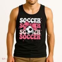 Groovy Soccer Sister Coquette Bow Soccer Gift Tank Top thumb 3