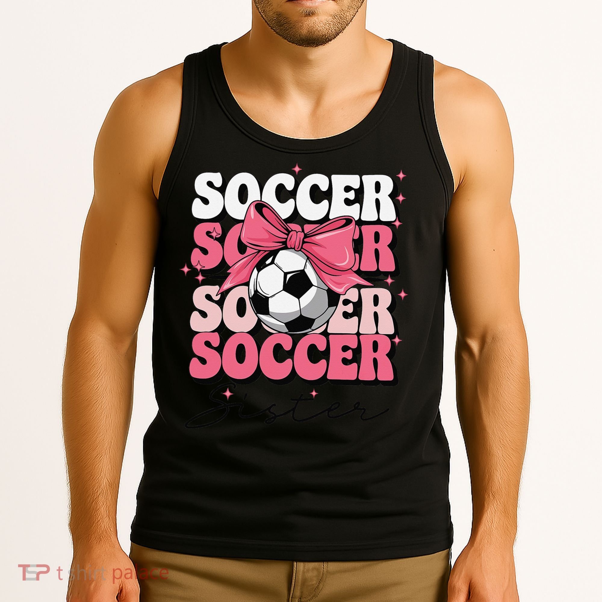 Groovy Soccer Sister Coquette Bow Soccer Gift Tank Top