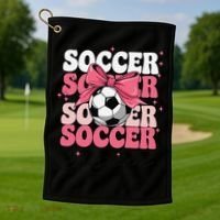 Groovy Soccer Sister Coquette Bow Soccer Gift Golf Towel thumb 1