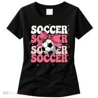 Groovy Soccer Sister Coquette Bow Soccer Gift Women's T-Shirt thumb 0
