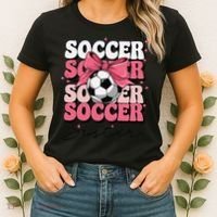 Groovy Soccer Sister Coquette Bow Soccer Gift Women's T-Shirt thumb 2