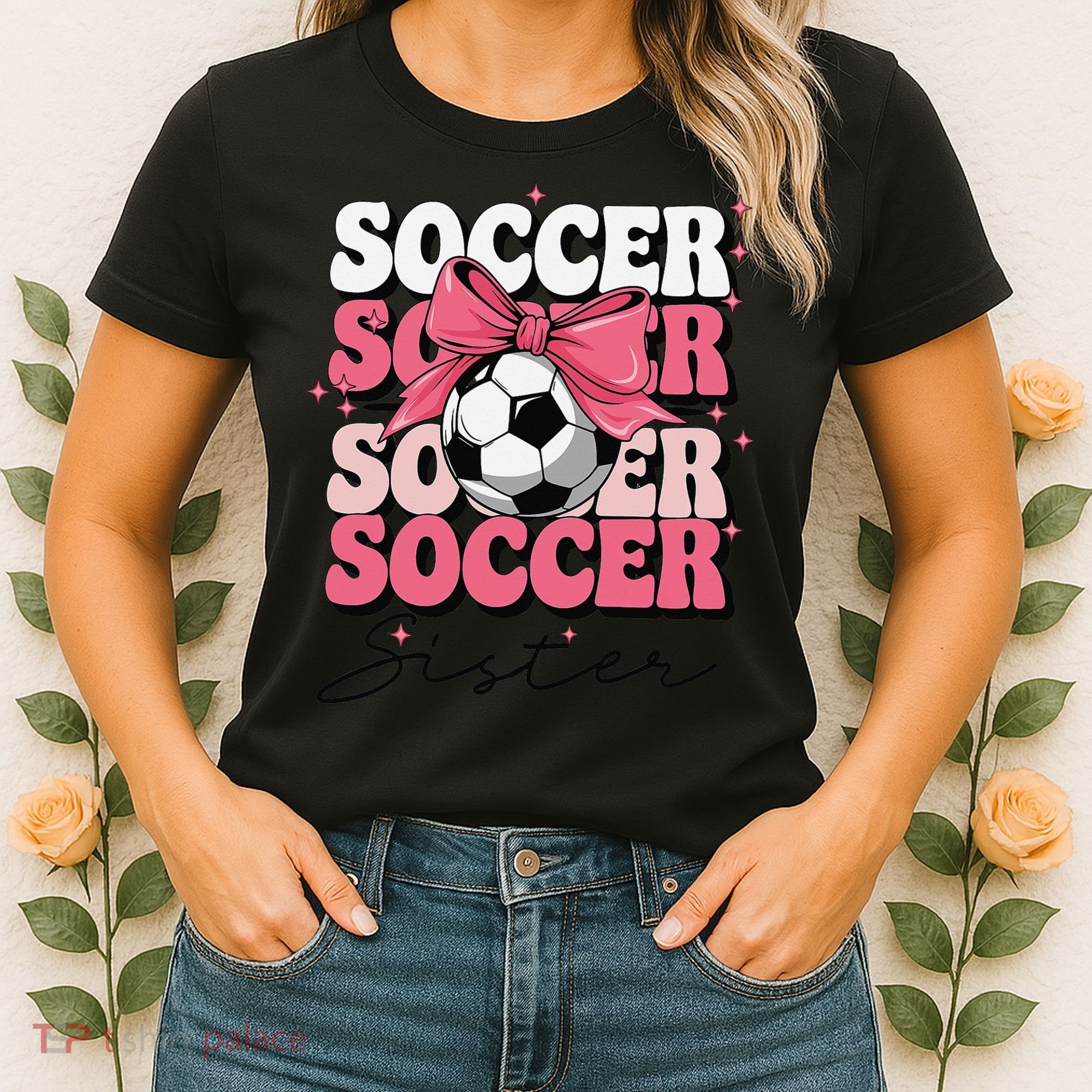 Groovy Soccer Sister Coquette Bow Soccer Gift Women's T-Shirt