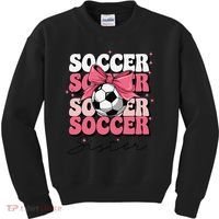 Groovy Soccer Sister Coquette Bow Soccer Gift Kids Sweatshirt thumb 0