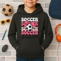 Groovy Soccer Sister Coquette Bow Soccer Gift Kids Hoodie thumb 2