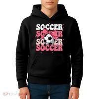 Groovy Soccer Sister Coquette Bow Soccer Gift Kids Hoodie thumb 4