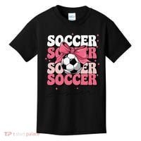 Groovy Soccer Sister Coquette Bow Soccer Gift Kids T-Shirt thumb 0