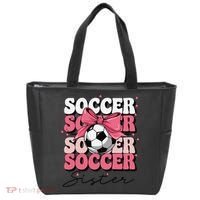 Groovy Soccer Sister Coquette Bow Soccer Gift Tote Bag thumb 0