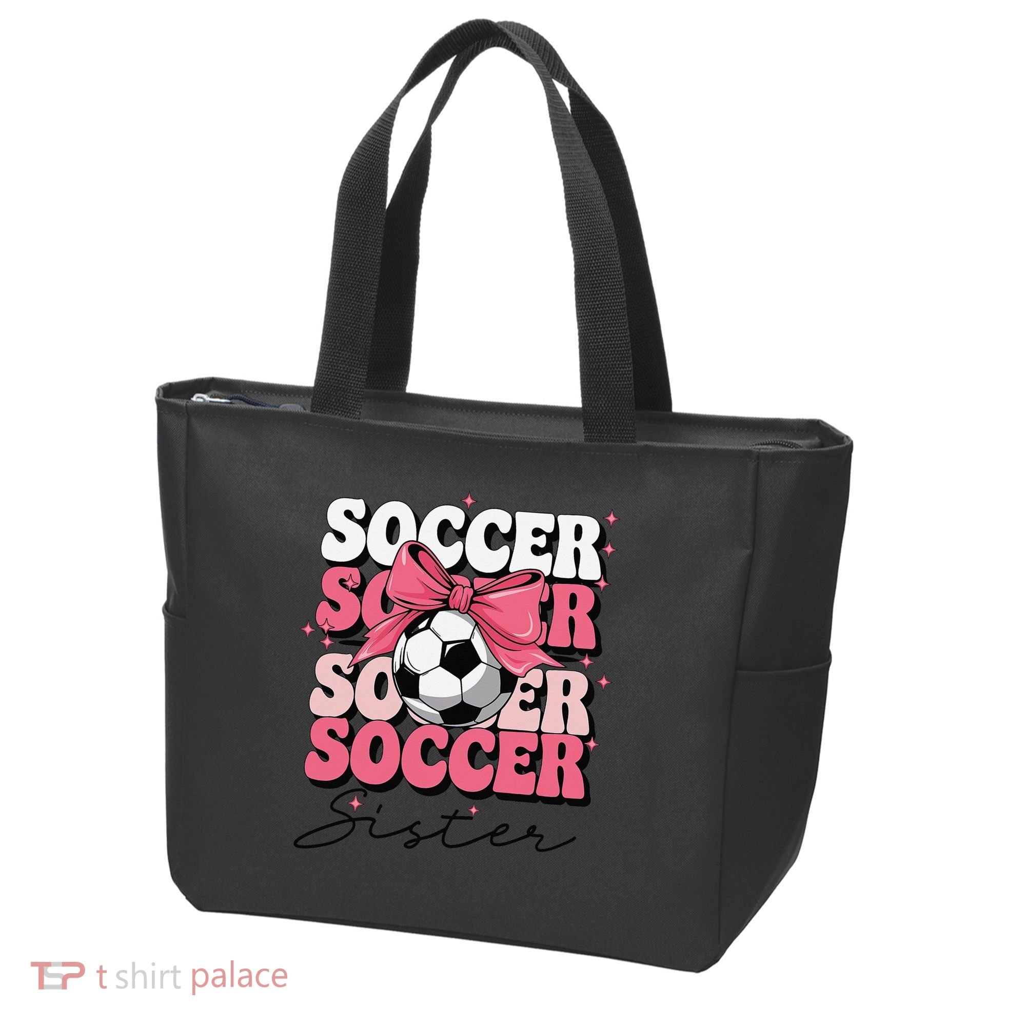 Groovy Soccer Sister Coquette Bow Soccer Gift Tote Bag