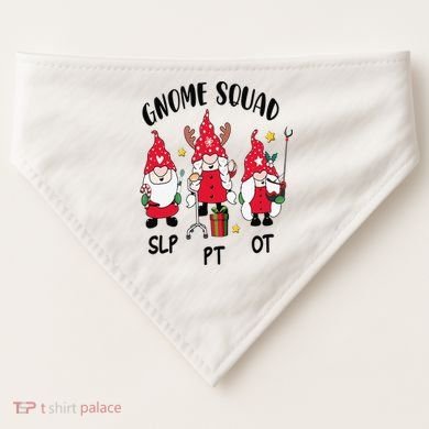 Gnome Squad SLP OT PT Christmas Team Occupational Therapist USA-Made Doggie Bandana