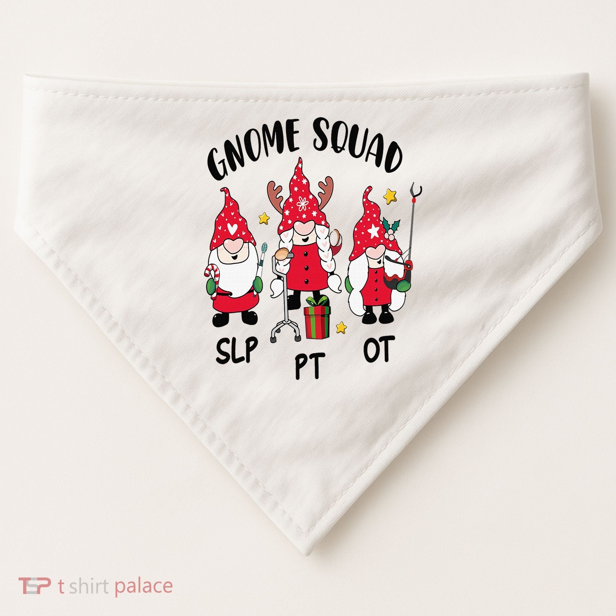 Gnome Squad SLP OT PT Christmas Team Occupational Therapist USA-Made Doggie Bandana