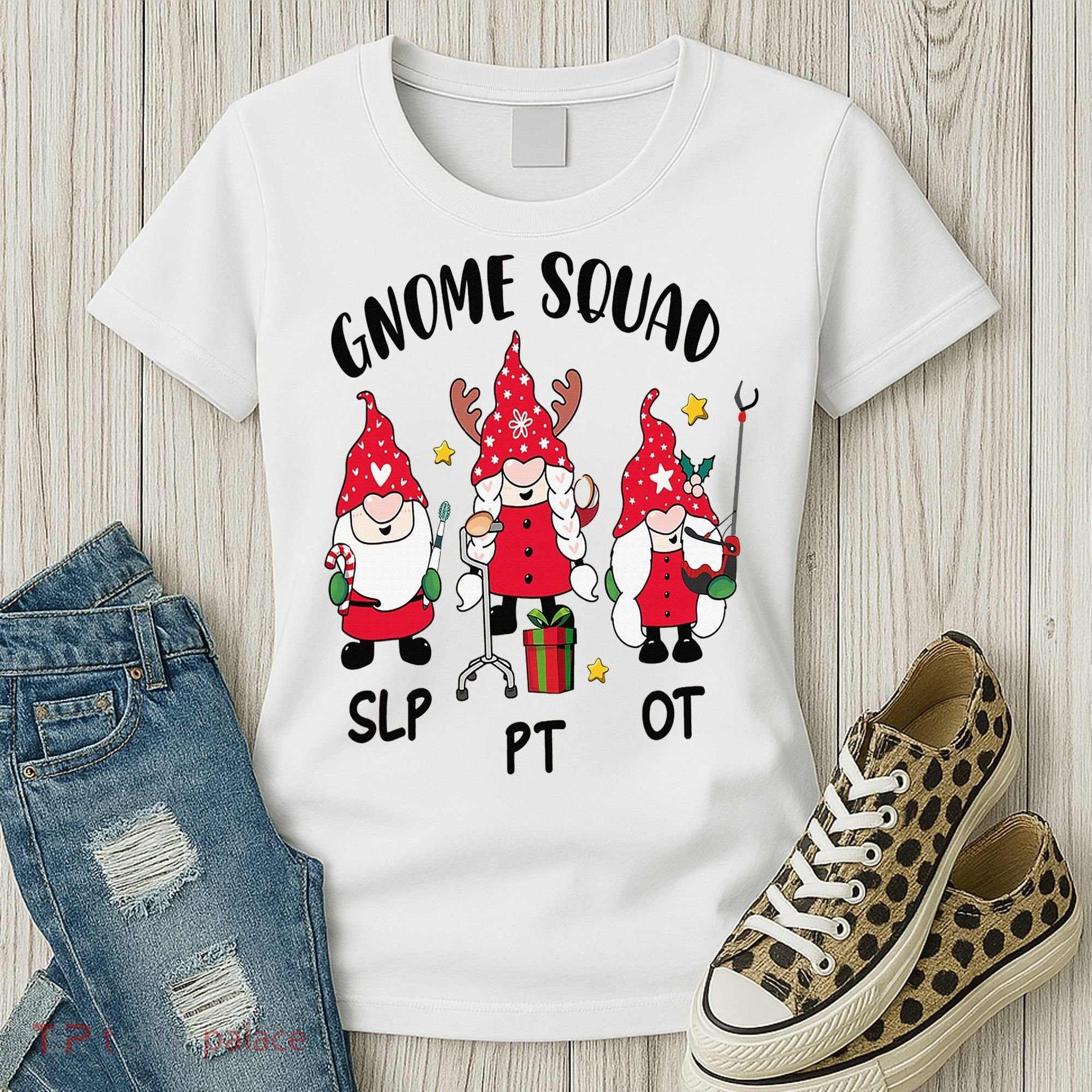 Gnome Squad SLP OT PT Christmas Team Occupational Therapist Women's T-Shirt