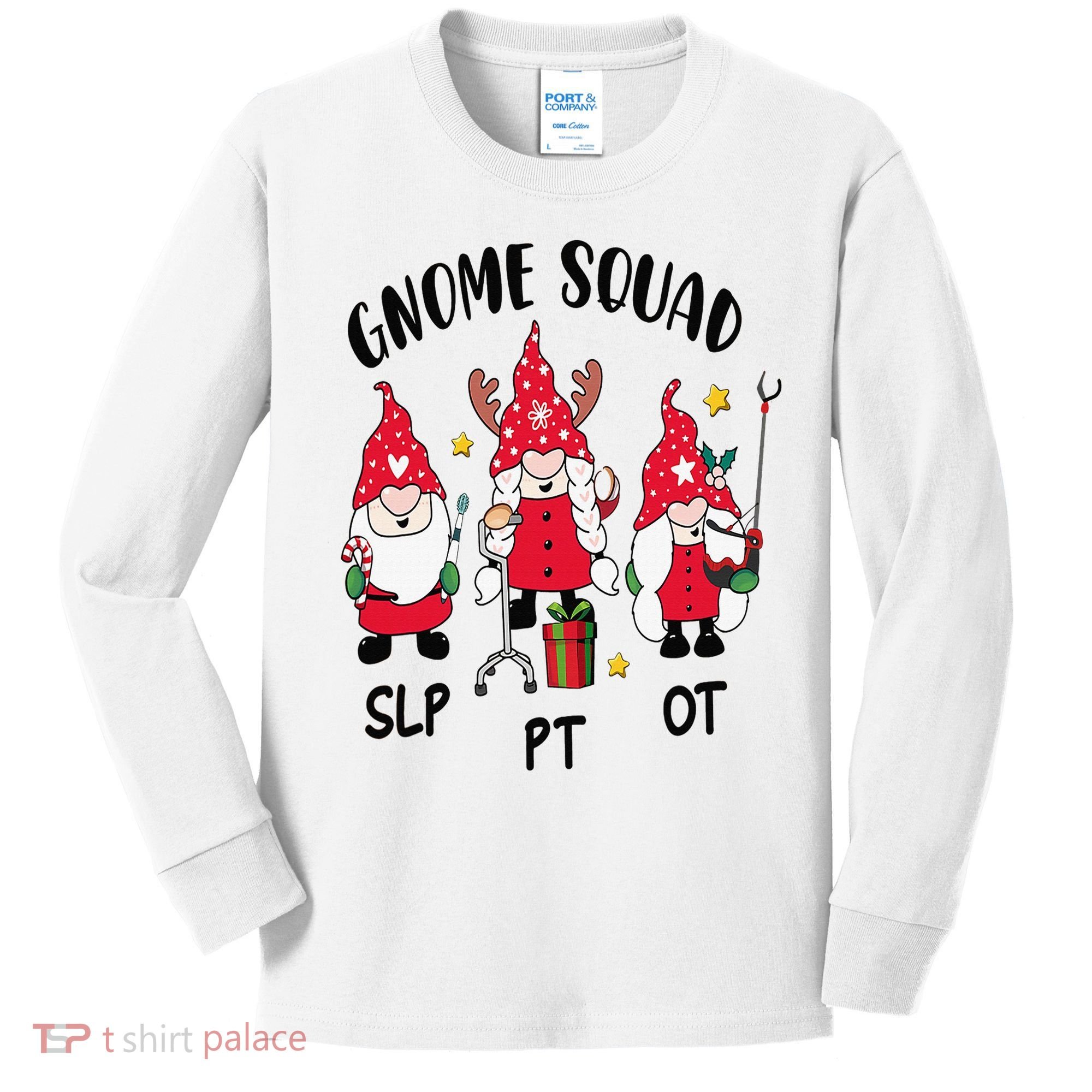 Gnome Squad SLP OT PT Christmas Team Occupational Therapist Kids Long Sleeve Shirt