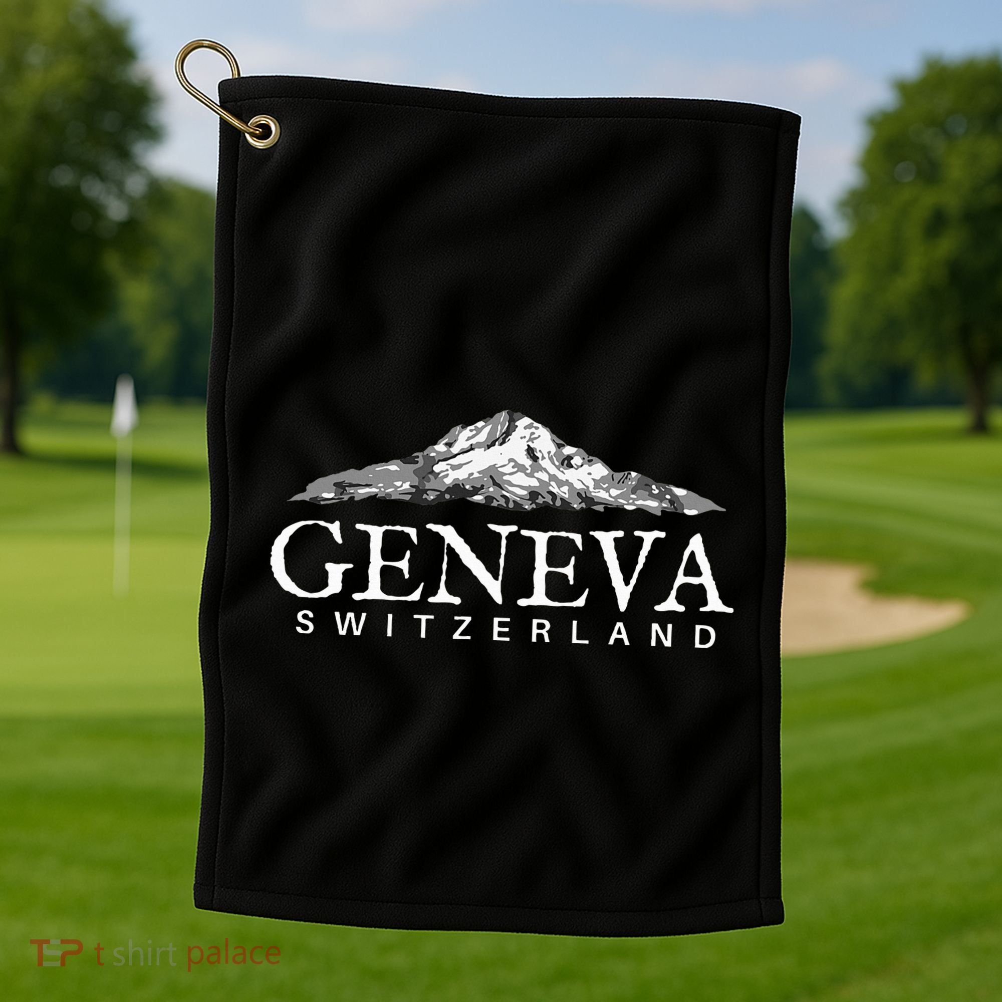 Geneva Switzerland  Swiss Alps Mountain Golf Towel