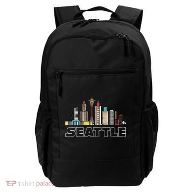 Grunge Seattle Skyline Distressed Look Design Backpack