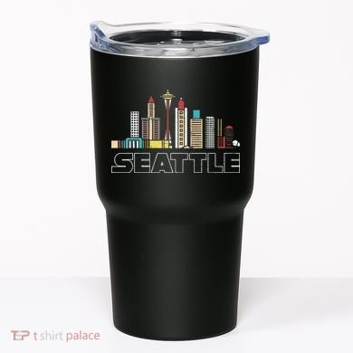 Grunge Seattle Skyline Distressed Look Design Tumbler