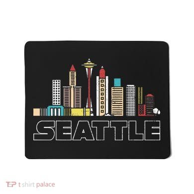 Grunge Seattle Skyline Distressed Look Design Mousepad