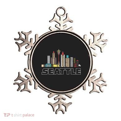 Grunge Seattle Skyline Distressed Look Design Ornament