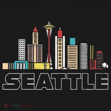 Grunge Seattle Skyline Distressed Look Design Women's T-Shirt