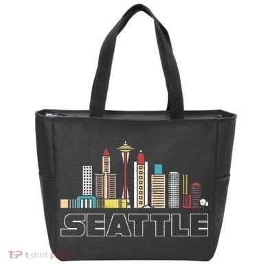 Grunge Seattle Skyline Distressed Look Design Tote Bag