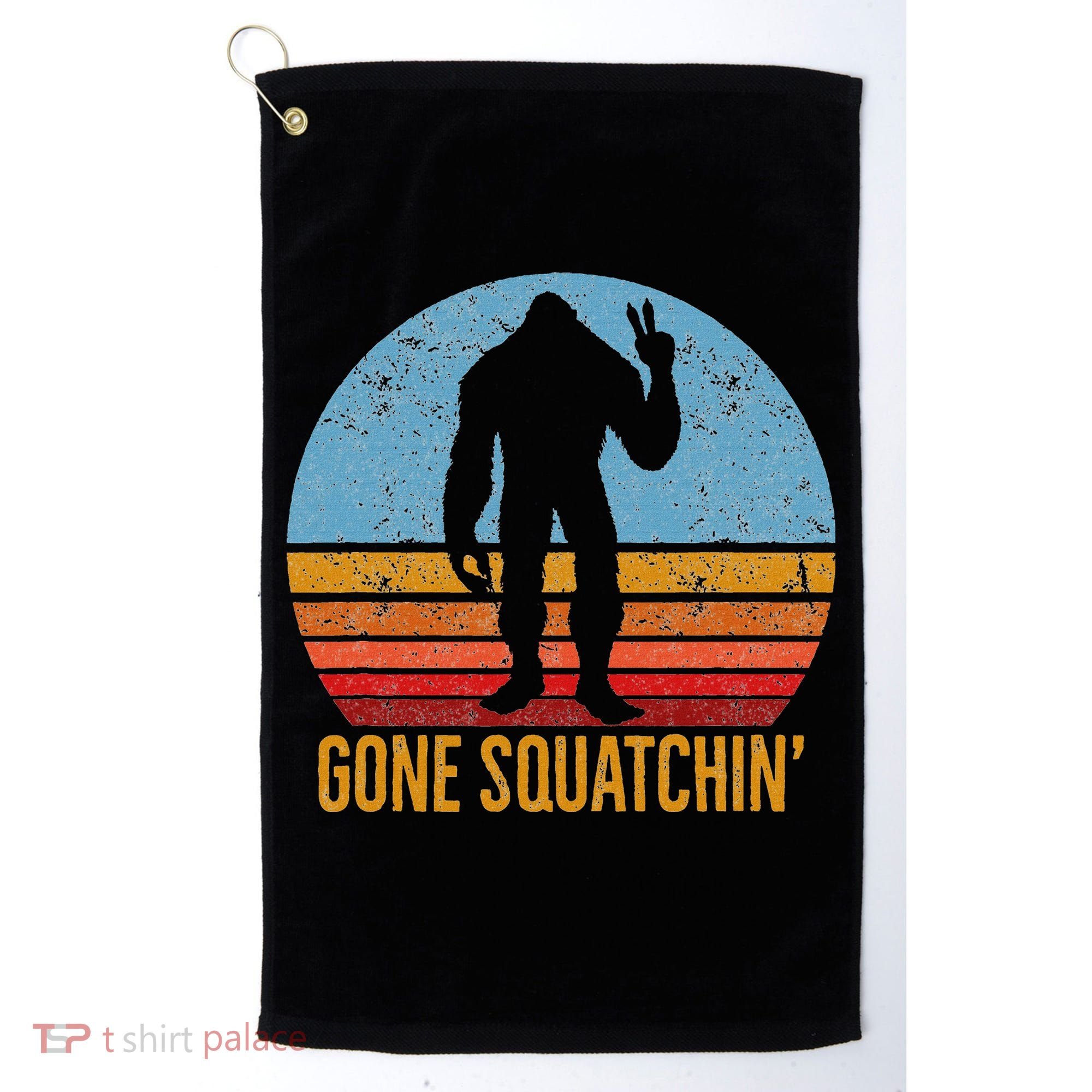  Gone Squatchin Sasquatch Peace Golf Towel
