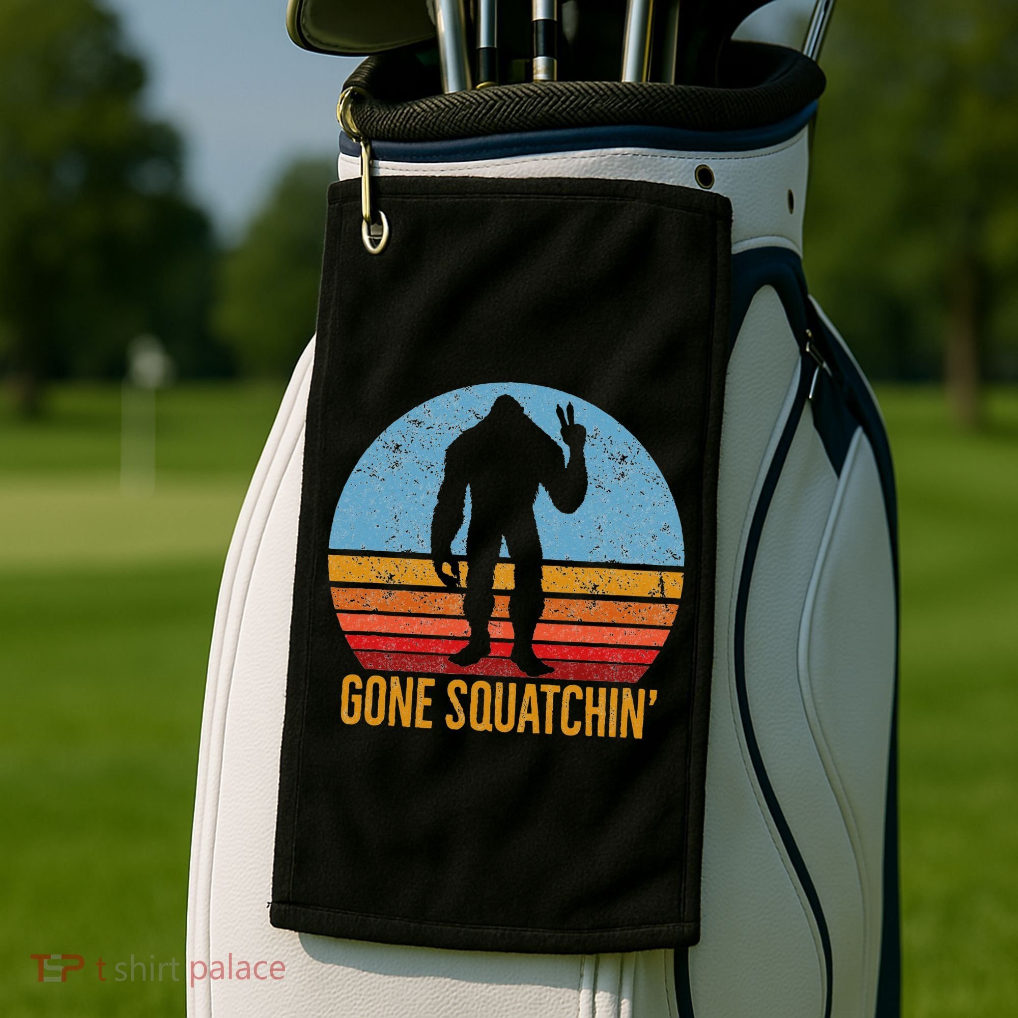  Gone Squatchin Sasquatch Peace Golf Towel
