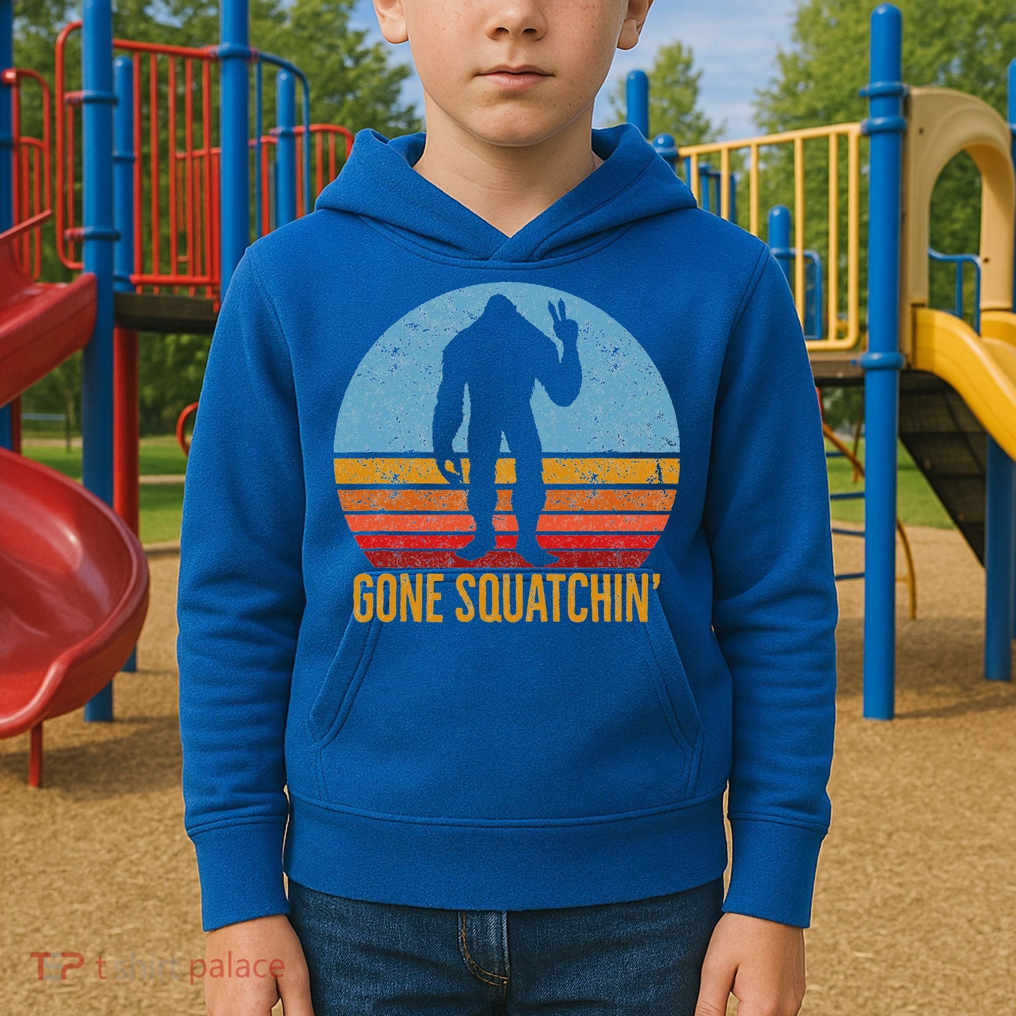  Gone Squatchin Sasquatch Peace Kids Hoodie