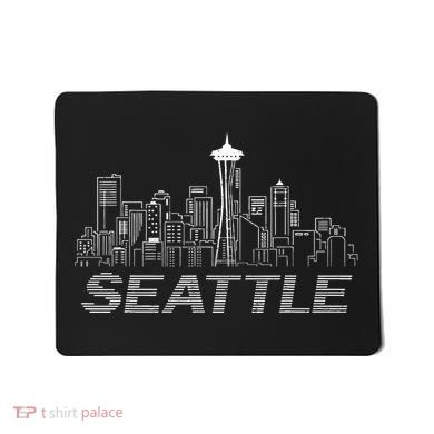 Grunge Seattle Skyline Distressed Look Design Mousepad