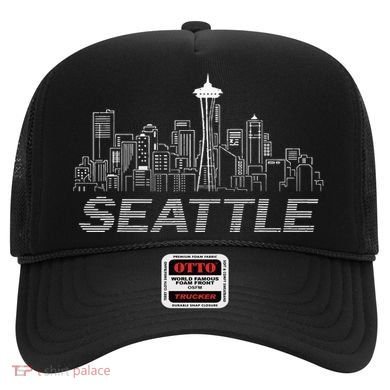Grunge Seattle Skyline Distressed Look Design Hat