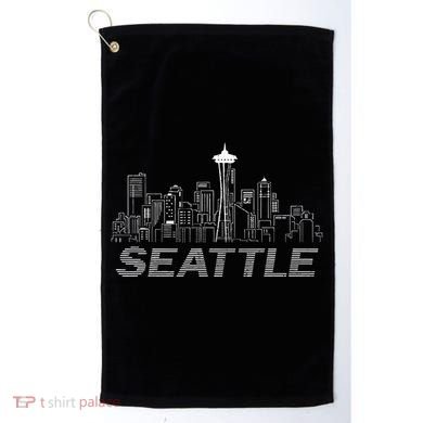 Grunge Seattle Skyline Distressed Look Design Golf Towel