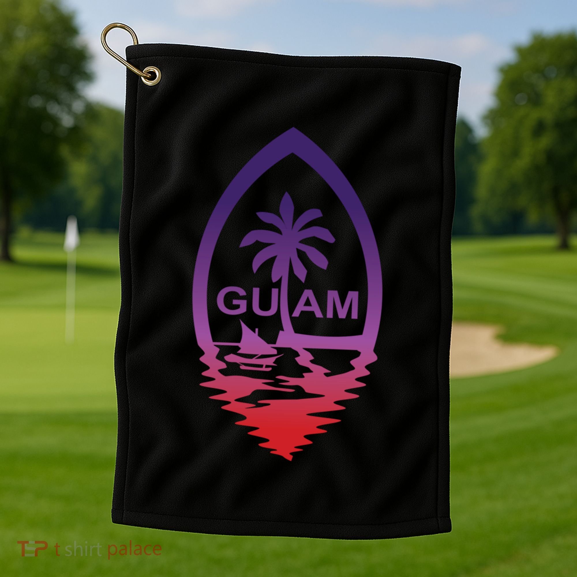 Guam Seal Shimmer Sunset Print Great Gift Cool Gift Golf Towel