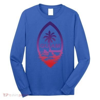 Guam Seal Shimmer Sunset Print Great Gift Cool Gift Long Sleeve Shirt