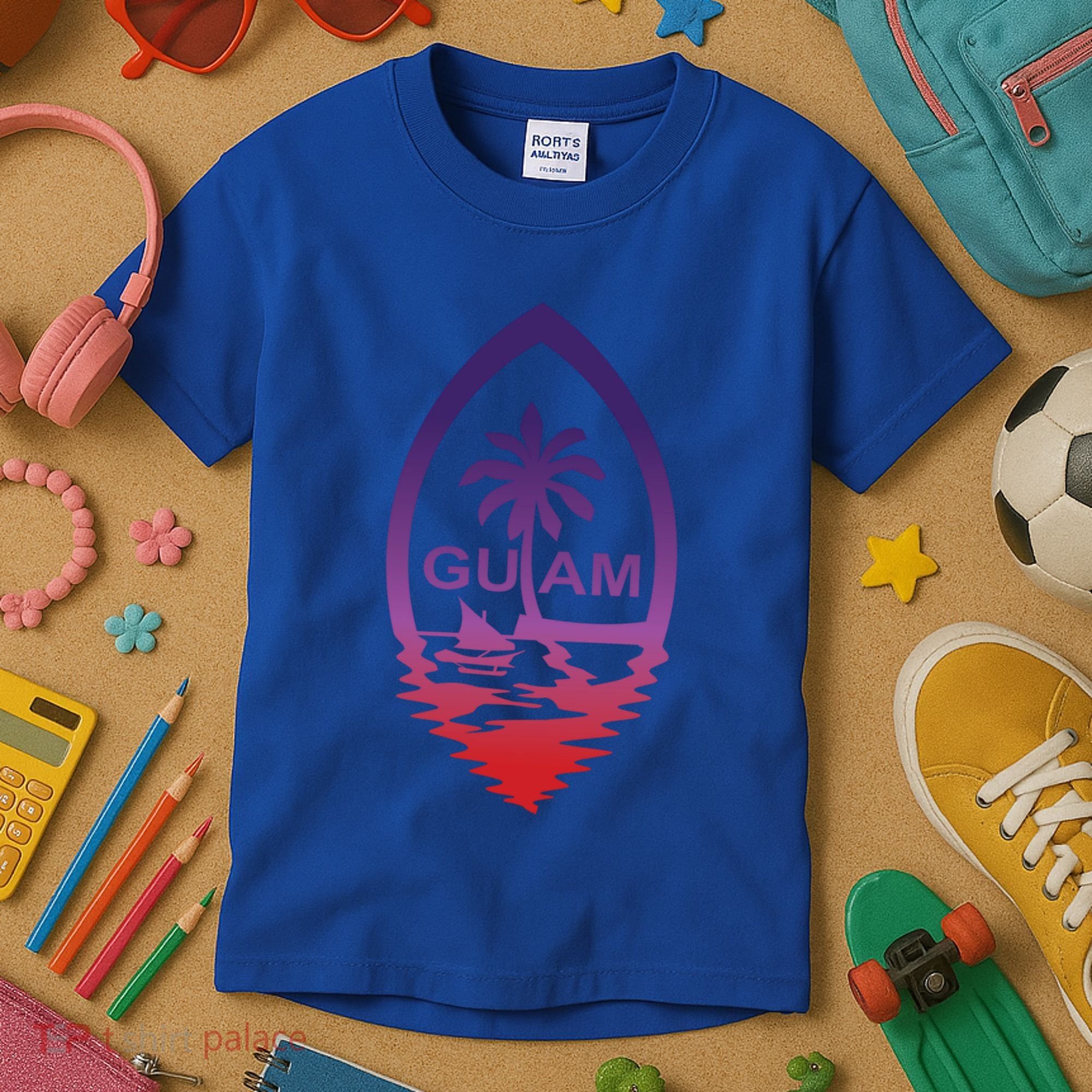 Guam Seal Shimmer Sunset Print Great Gift Cool Gift Kids T-Shirt