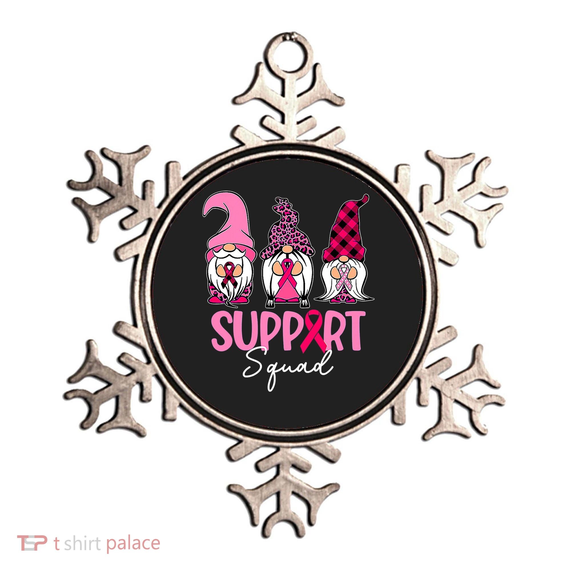 Gnomes Support Squad Breast Cancer Awareness Pink Ribbon Ornament