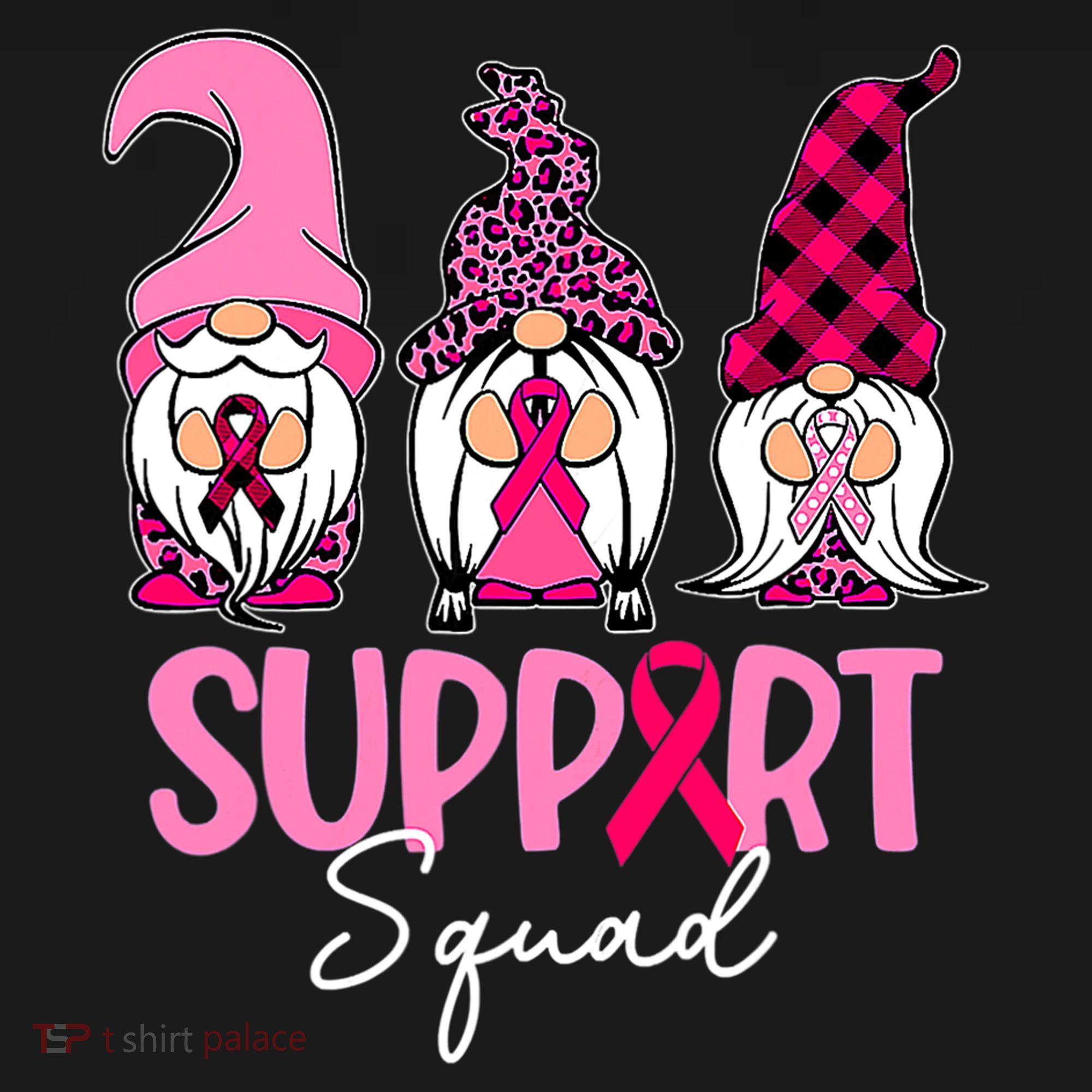 Gnomes Support Squad Breast Cancer Awareness Pink Ribbon Ornament