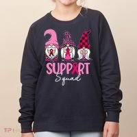 Gnomes Support Squad Breast Cancer Awareness Pink Ribbon Women's Sweatshirt thumb 0