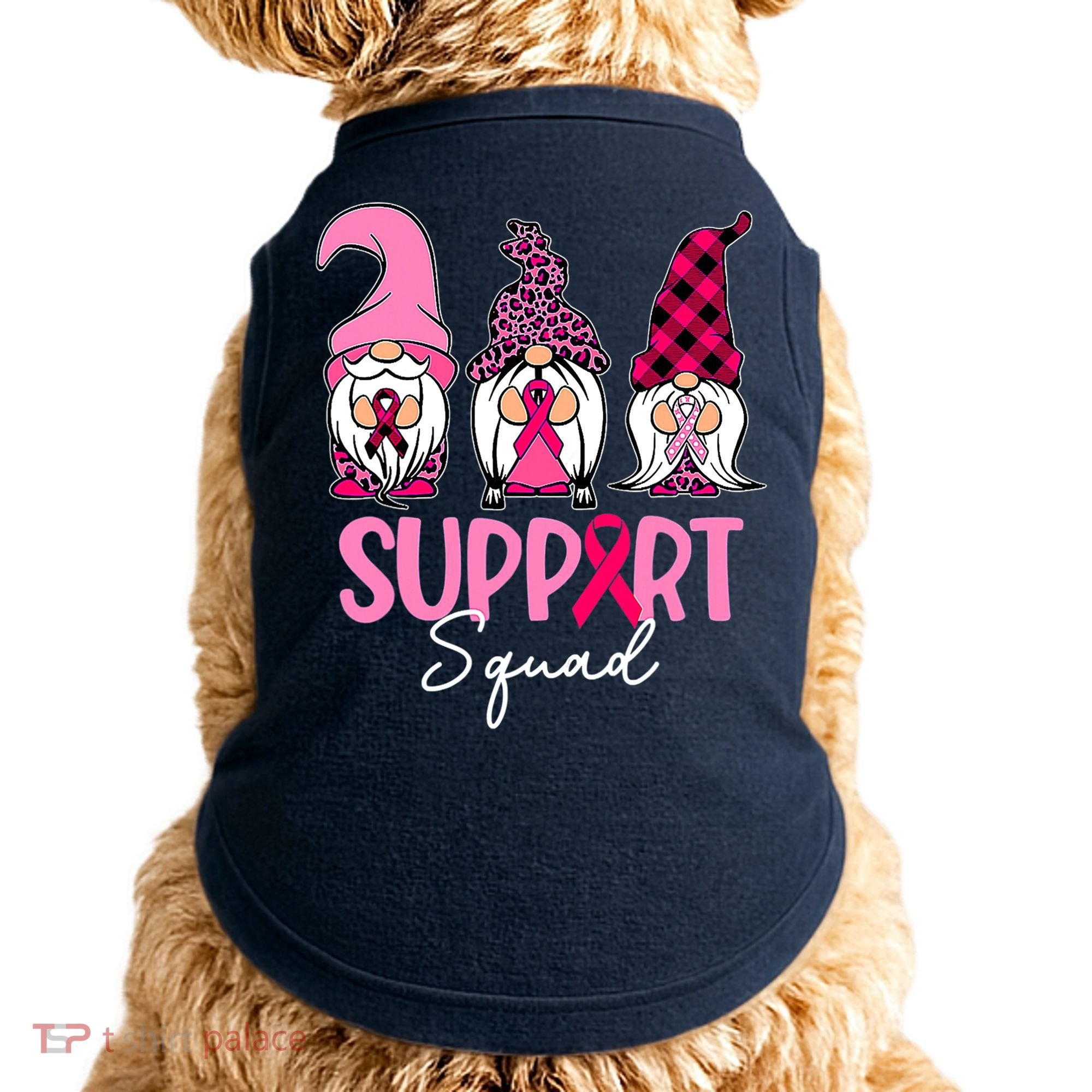 Gnomes Support Squad Breast Cancer Awareness Pink Ribbon Doggie Tank