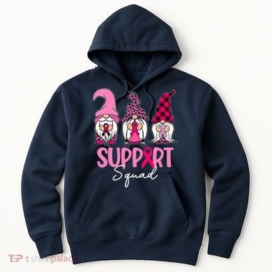 Gnomes Support Squad Breast Cancer Awareness Pink Ribbon Hoodie