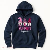 Gnomes Support Squad Breast Cancer Awareness Pink Ribbon Hoodie thumb 0
