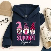 Gnomes Support Squad Breast Cancer Awareness Pink Ribbon Hoodie thumb 4