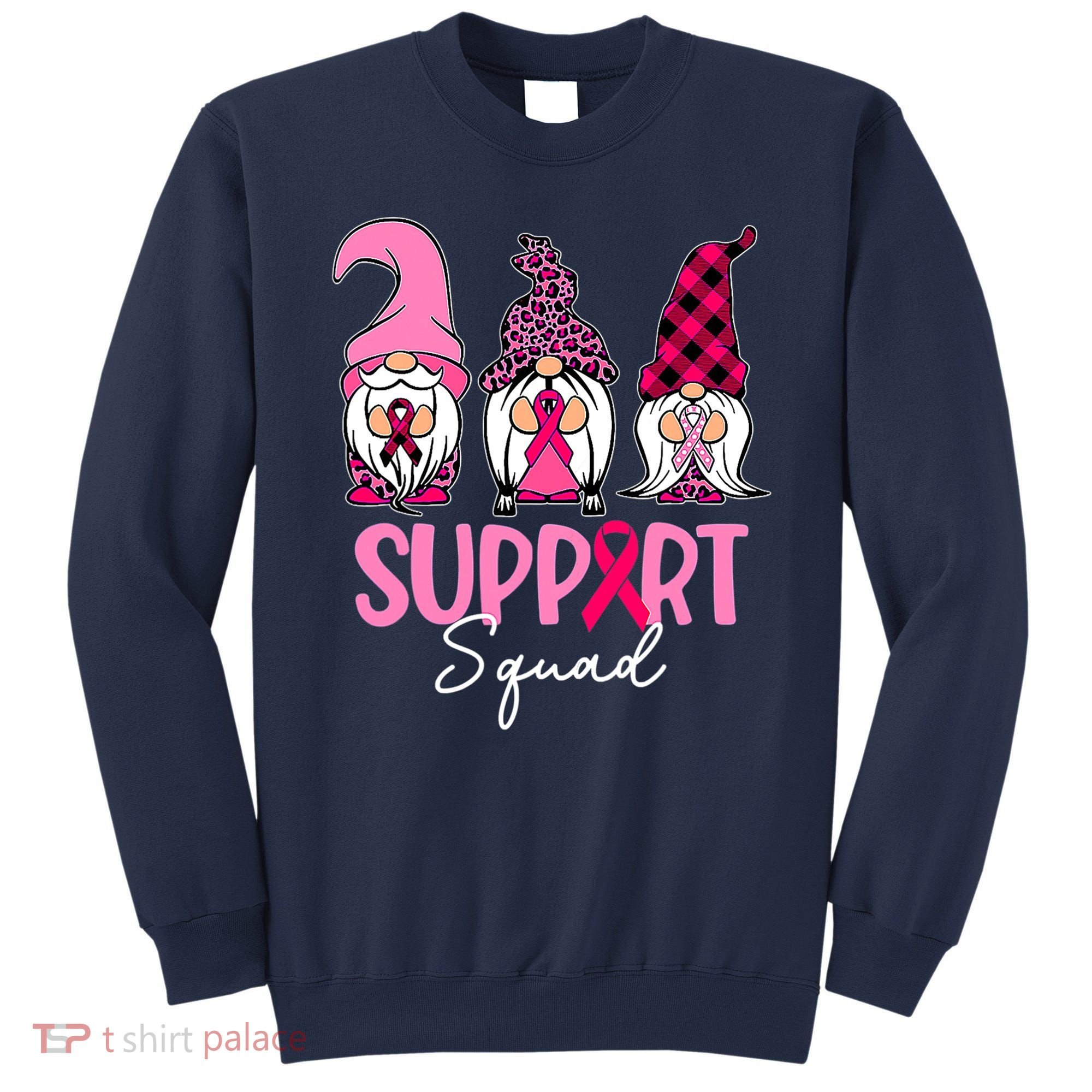 Gnomes Support Squad Breast Cancer Awareness Pink Ribbon Sweatshirt